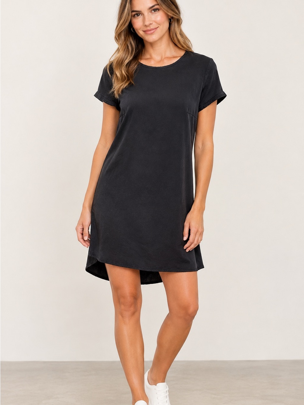 Quince Black Silk Short Sleeve Shift Mini Dress Size S Quiet Luxury Minimalist
